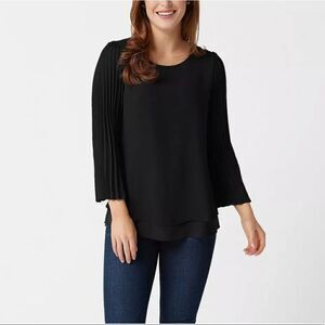 Laurie Felt Printed Woven Blouse with Pleated Sleeves